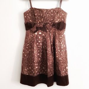 Strapless Animal Print Dress High Quality Silk Blend with Pockets BCBGMAXAZRIA